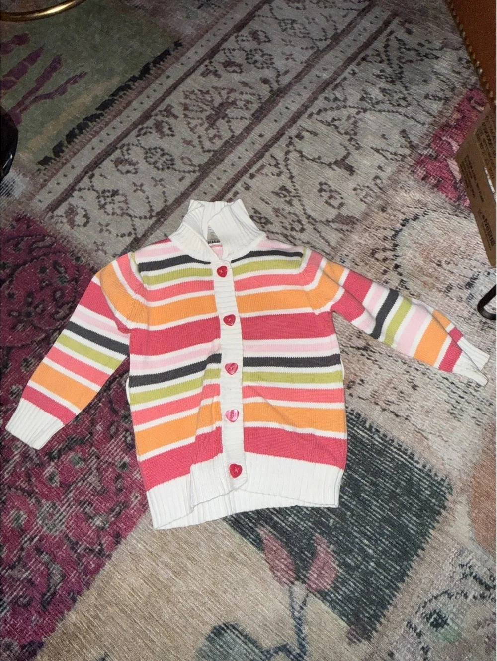 Gymboree vibrate rainbow striped cotton cardigan girls XS